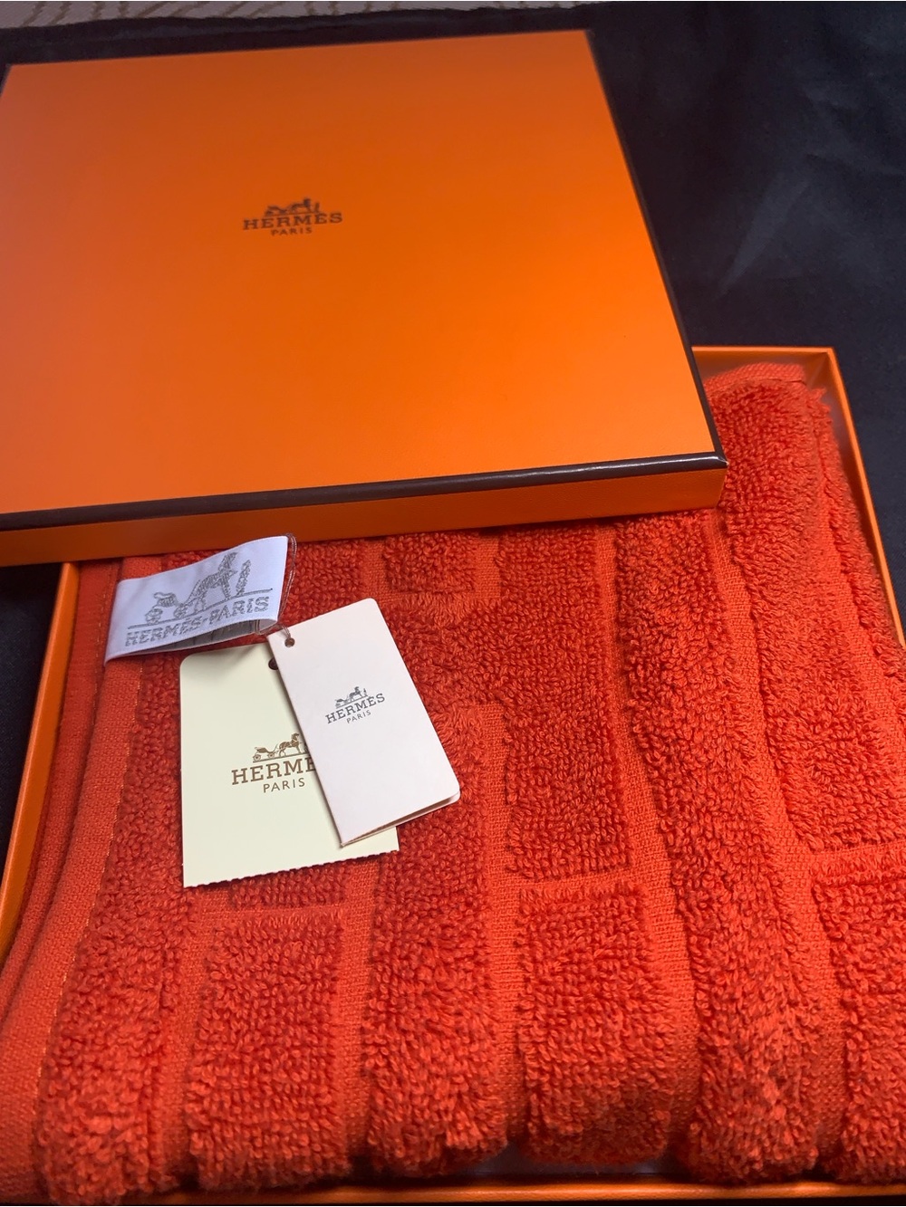 Hermes Orange Cotton Bath Towel